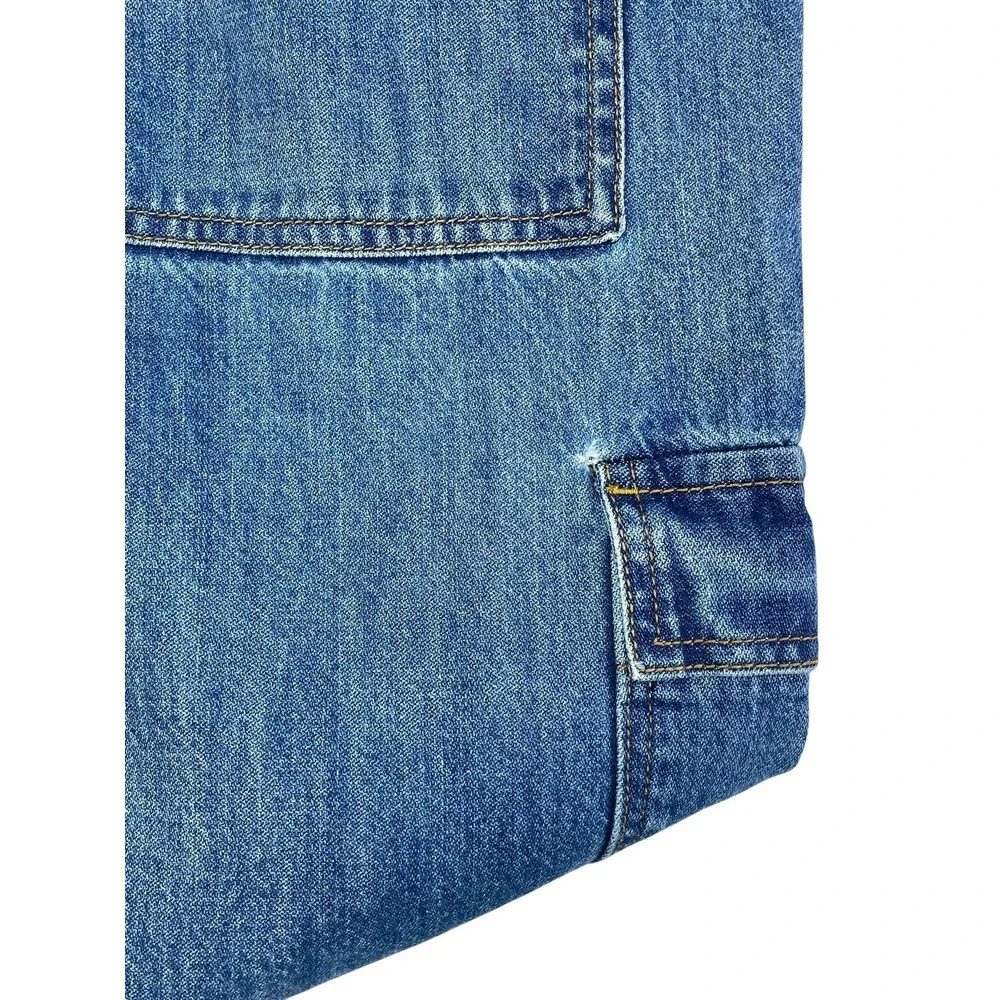 Universal Thread Boyfriend Cargo Jeans 6R 90s Style High Rise Utility Blue Denim